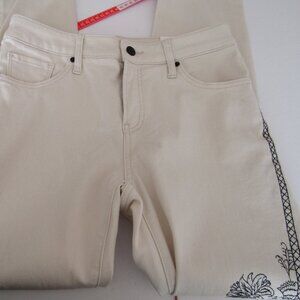 Chico's So Slimming Girlfriend Slim Leg Ankle Embroidered Stretch Jeans, 4, NWT